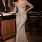 Embellished Queen Anne Neckline Gown By Ladivine CD749 - Women Evening Formal Gown - Special Occasion/Curves