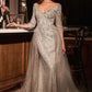 Embellished Queen Anne Neckline Gown By Ladivine CD749 - Women Evening Formal Gown - Special Occasion/Curves