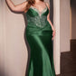 Embellished Stretch Satin Sheath Gown By Ladivine CD752C - Women Evening Formal Gown - Curves