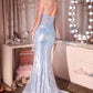 Strapless Metallic Satin & Crystal Gown By Ladivine CD756 - Women Evening Formal Gown - Special Occasion