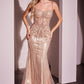 Beaded Embellished Draped Pearls Gown By Ladivine CD764 - Women Evening Formal Gown - Special Occasion