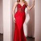 Fit & Flare V-Neckline Gown by Cinderella Divine CD779 - Special Occasion/Curves