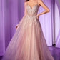 Crystal V-Neckline A-Line Gown By Ladivine CD786 - Women Evening Formal Gown - Special Occasion/Curves