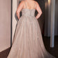 Crystal Beading Layered Tulle A-Line Gown By Ladivine CD786C - Women Evening Formal Gown - Curves