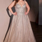 Crystal Beading Layered Tulle A-Line Gown By Ladivine CD786C - Women Evening Formal Gown - Curves