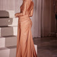 Plunging V-Neckline Long Sleeves Gown by Cinderella Divine CD788 - Special Occasion