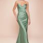 Satin Strapless Pointed V-Neckline Gown by Cinderella Divine CD791 - Special Occasion