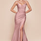 Satin Strapless Pointed V-Neckline Gown by Cinderella Divine CD791 - Special Occasion