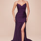 Satin Strapless Pointed V-Neckline Gown by Cinderella Divine CD791 - Special Occasion