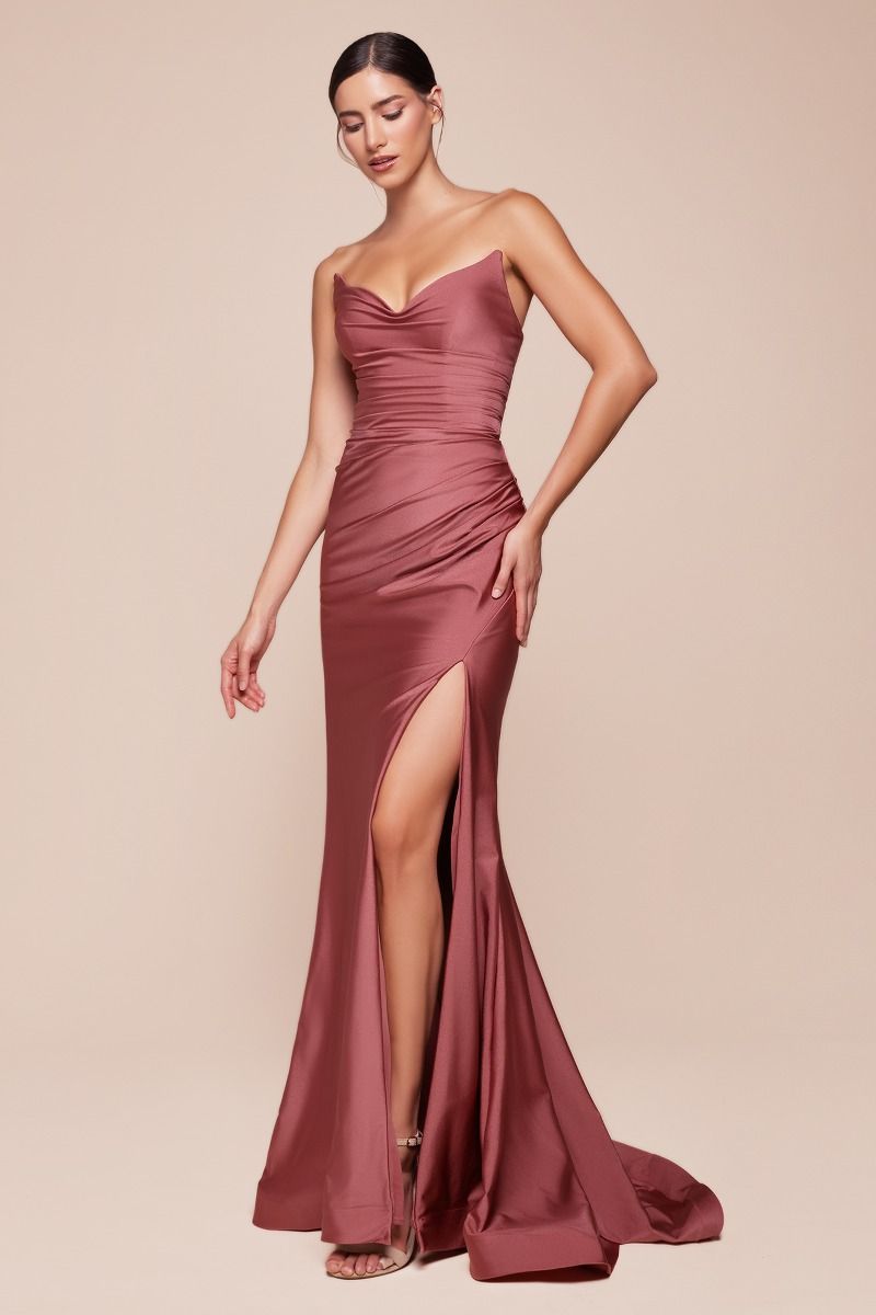 Strapless Pointed V-Neckline Gown by Cinderella Divine CD791 - Special Occasion