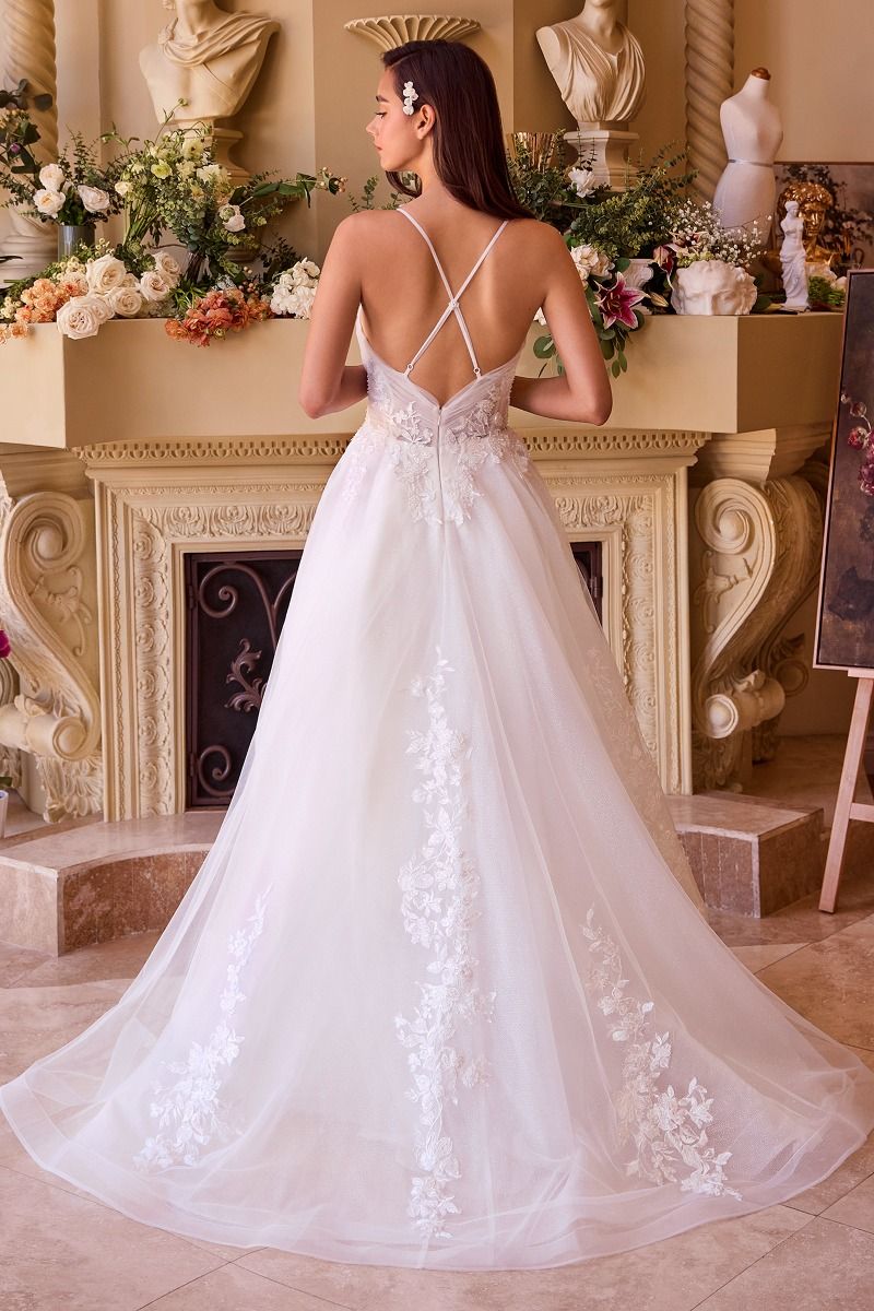 Layered Tulle V-Neckline A-Line Bridal Gown by Cinderella Divine CD792 –  Ariststyles