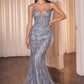 Embellished V-Neckline Mermaid Gown by Cinderella Divine CD795 - Special Occasion/Curves