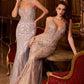 Pearl Embellished Plunging Neckline Gown By Ladivine CC0240 - Women Evening Formal Gown - Special Occasion