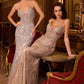 Pearl Embellished Plunging Neckline Gown By Ladivine CC0240 - Women Evening Formal Gown - Special Occasion