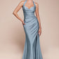 Satin Halter Neckline Leg Slit Gown by Cinderella Divine CD796 - Special Occasion (2-12 Size)