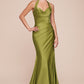 Satin Halter Neckline Leg Slit Gown by Cinderella Divine CD796 - Special Occasion (2-12 Size)