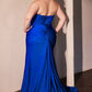 Satin Halter Neckline Leg Slit Gown by Cinderella Divine CD796C - Curves