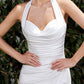 Fitted Halter Sweetheart Neckline Leg Slit Gown by Cinderella Divine CD796W - Special Occasion