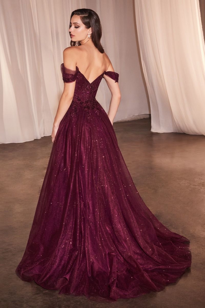 Off The Shoulder Scoop Neckline Gown by Cinderella Divine CD799 - Special Occasion/Curves