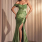 Satin Fit & Flare Scoop Neckline Gown by Cinderella Divine CD804 - Special Occasion