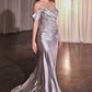 Satin Fit & Flare Scoop Neckline Gown by Cinderella Divine CD804 - Special Occasion