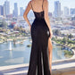Fitted Sleeveless Satin Leg Slit Gown by Cinderella Divine CD831 - Special Occasion