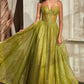 Glitter V-Neckline A-Line Gown by Cinderella Divine CD832 - Special Occasion