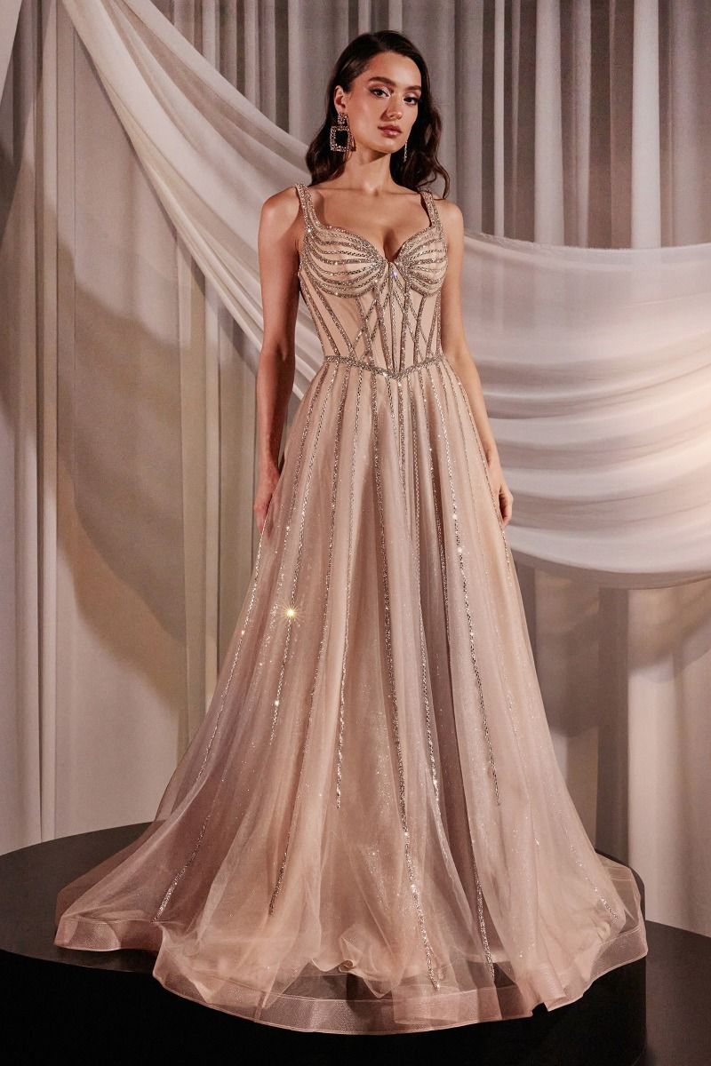 Embellished A-Line Layered Tulle Gown by Cinderella Divine CD849 -  Special Occasion/Curves