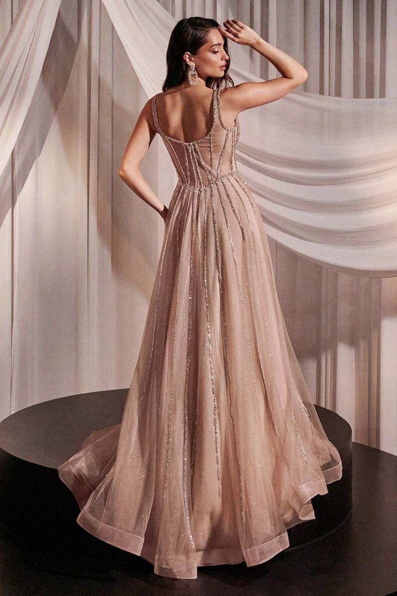 Embellished A-Line Layered Tulle Gown by Cinderella Divine CD849 -  Special Occasion/Curves