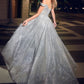 Off Shoulder Glitter Overskirt Gown by Ladivine CD853 - Special Occasion