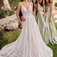 Lace V-Neckline with Removable Sleeves Bridal Gown by Ladivine CD862W