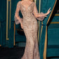 Glitter Long Sleeve Mermaid Gown By Ladivine CD864 - Women Evening Formal Gown - Special Occasion/Curves