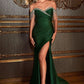 Satin Off The Shoulder Leg Slit Gown By Ladivine CD867 - Special Occasion/Curves