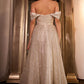 Off Shoulder Sweetheart Bodice A-Line Tea-Length Gown by Ladivine CD869W - Special Occasion