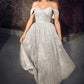 Off Shoulder Sweetheart Bodice A-Line Tea-Length Gown by Ladivine CD869W - Special Occasion