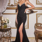 Fitted Satin Corset Slit Gown By Ladivine CD888 - Women Evening Formal Gown - Special Occasion