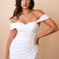 Off the Shoulder Jersey Sheath Slit Bridal Gown Cinderella Divine CD930