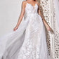 Floral Lace Bridal Gown With Tulle Overskirt Cinderella Divine CD931W