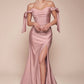 Off the Shoulder Fitted Stretch Jersey Dress by Cinderella Divine CD943 - Special Occasion