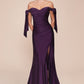 Off the Shoulder Fitted Stretch Jersey Dress by Cinderella Divine CD943C - Curves