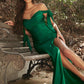 Off the Shoulder Fitted Stretch Jersey Dress by Cinderella Divine CD943 - Special Occasion