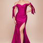 Off the Shoulder Fitted Stretch Jersey Dress by Cinderella Divine CD943C - Curves