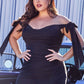 Off the Shoulder Fitted Stretch Jersey Dress by Cinderella Divine CD943C - Curves