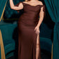 Off the Shoulder Fitted Stretch Jersey Dress by Cinderella Divine CD943C - Curves
