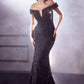 Off The Shoulder Sequins Mermaid Gown by Cinderella Divine CD975 - Special Occasion