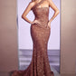 Sequin One Shoulder Mermaid Gown by Cinderella Divine CD980 - Special Occasion