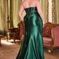 Embellished Strapless Satin V-Neckline Gown by Cinderella Divine CDS423C - Curves