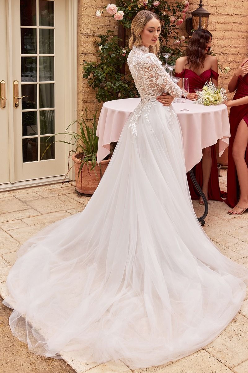 Long Sleeve A-Line Bridal Gown by Cinderella Divine CDS433W Long Sleeve A-Line Bridal Gown by Cinderella Divine CDS433W