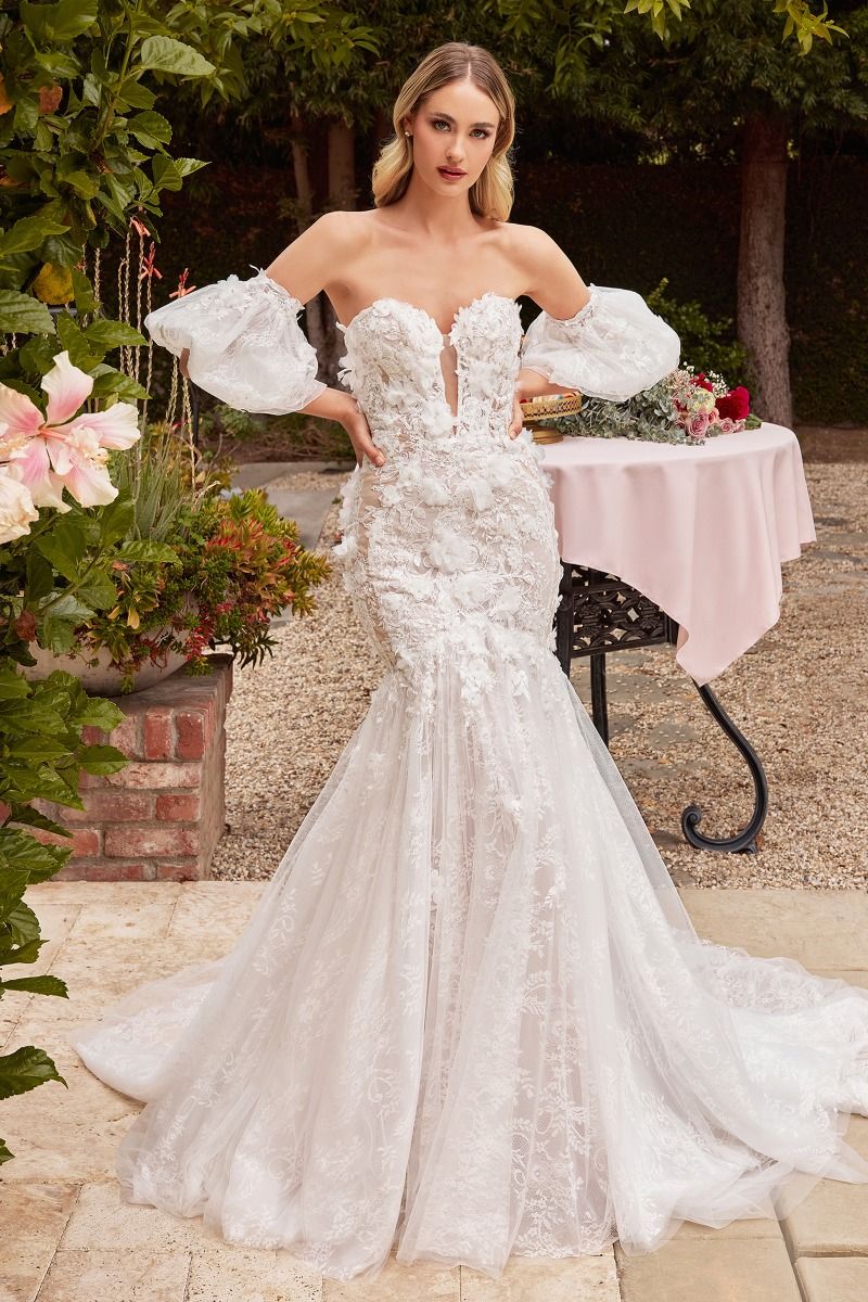 Lace & Tulle Strapless Mermaid Bridal Gown by Ladivine - CDS434W