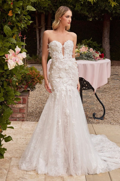 Lace & Tulle Strapless Mermaid Bridal Gown by Ladivine - CDS434W